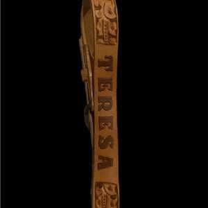 Tan Leather 38” Tooled Leather Belt Teresa